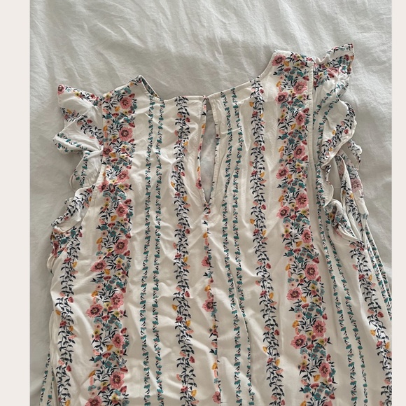 Floral Striped Ruffle Boho Sun Beach Summer Spring Hipster Art Chic Mini Dress - Picture 4 of 6